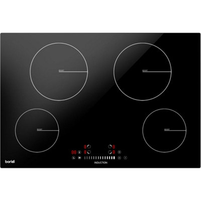 77cm 7200W 4 Zone Electric Induction Hob - Black Glass Touch Control Flush