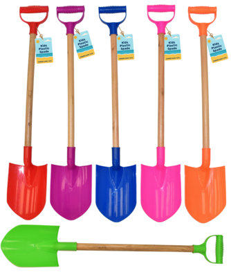 77cm Plastic and Wood Spade For Sand Soil Digging Beach Toy - 4 Pack