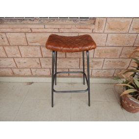 78 Cm Leather Footstool - L38 x W48 x H78 cm