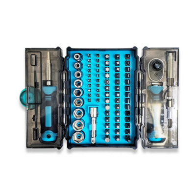 78 Piece Mini Socket and Bit Set 4 Drive Compact Tool Kit