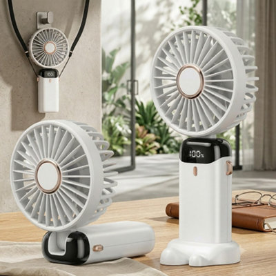  - Mini Handheld Fan Usb Rechargeable Portable Folding Desk Fan White2 Pack