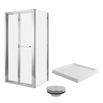Bathroom City Radiant Reduced Height Bifold Shower Enclosure 900mm With Tray & Waste1750mmChrome6mm Glass from B&Q
