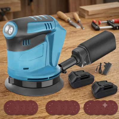  - 125mm Cordless Random Orbital SanderCompatible With 2- 18V BatteryBrushless Variable Speed Palm Sander With 12 Sanding She