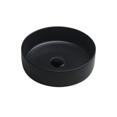 7844 Ceramic 35cm Vert Round Countertop Basin in Matte Black