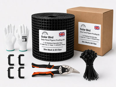 Solar Bird Proofing Mesh With 50 Clips Full KitNo Lip Speed Clips Pigeon Nesting Under Roof Solar Panel (Black Pvc 30M)