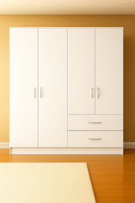  - Venice  White 4 Door 2 Drawer Wardrobe