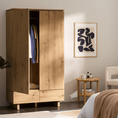 Amos Mann Furniture Erma Artisan Oak Effect 2 Door 2 Drawer Double Wardrobe from B&Q
