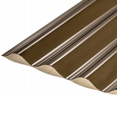 Pack Of 2High Impact Sunplex Bronze Tinted Translucent Polycarbonate Corrugated Roofing Sheet 6Ft (1830mm)Uv Protected from B&Q