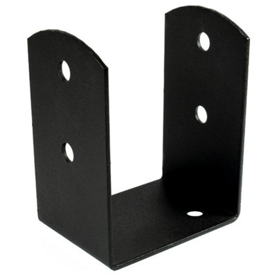 Single Black U Shape Bolt Down Pergola Post SupportPergola Post BracketPost Ground AnchorFence Post Bracket101mm4X4 from B&Q