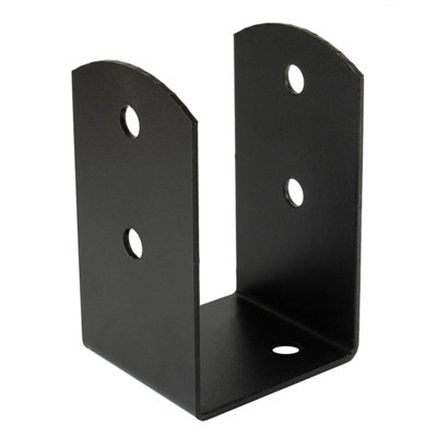 Single Black U Shape Bolt Down Pergola Post SupportPergola Post BracketPost Ground AnchorFence Post Bracket71mm from B&Q
