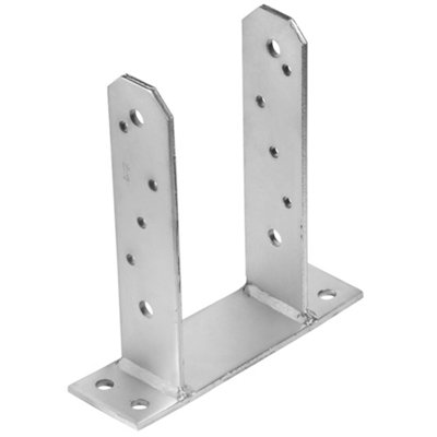 Single 91mm Heavy Duty Hot Dipped Galvanised Bolt Down Pergola Post Support Post Anchor Fence Post Bracket from B&Q