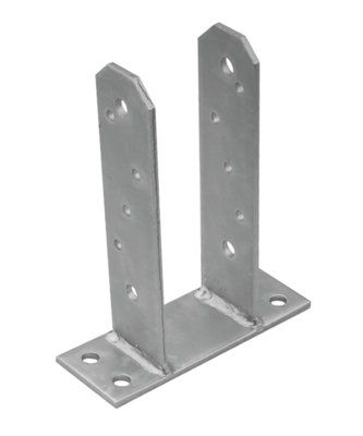 Single 75mm Heavy Duty Hot Dip Galvanised Bolt Down Pergola Post Support Post Anchor Fence Post Bracket from B&Q