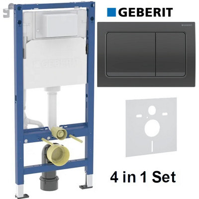 Geberit Alpha 1.12 Duofix Wc Frame Concealed Cistern Black Chrome Plate Acoustic Mat 4 In 1 Set 458.039.00.2 + 115.055.qc.1 from B&Q