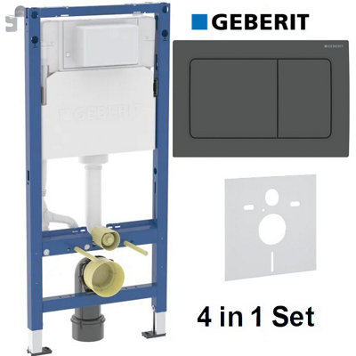 Geberit Alpha 1.12 Duofix Wc Frame Concealed Cistern Matt Black Plate Acoustic Mat 4 In 1 Set 458.039.00.2 + 115.055.14.1 from B&Q