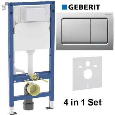 Geberit Alpha 1.12 Duofix Wc Frame Concealed Cistern Matt Chrome Plate Acoustic Mat 4 In 1 Set 458.039.00.2 +  115.055.46.1 from B&Q
