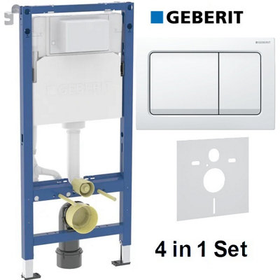 Geberit Alpha 1.12 Duofix Wc Frame Concealed Cistern White Plate Acoustic Mat 4 In 1 Set 458.039.00.2 + 115.055.11.1 from B&Q