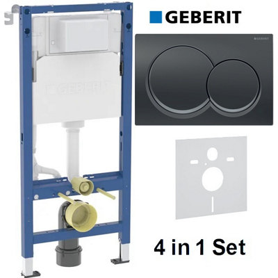 Geberit Alpha 01 Duofix 1.12 Wc Frame Concealed Cistern Black Chrome Plate Acoustic Mat 4 In 1 Set 458.039.00.2 + 115.035.qc.1 from B&Q