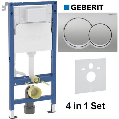 Geberit Alpha 01 Duofix 1.12 Wc Frame Concealed Cistern Matt Chrome Plate Acoustic Mat 4 In 1 Set 458.039.00.2 + 115.035.46.1 from B&Q