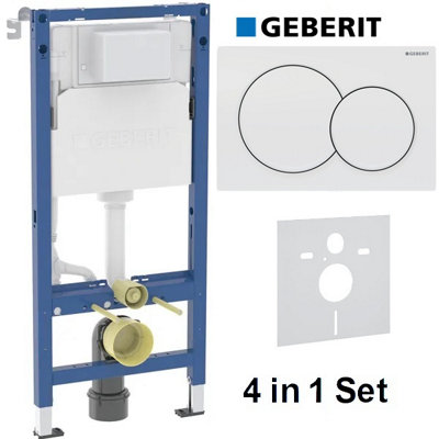 Geberit Alpha 01 Duofix 1.12 Wc Frame Concealed Cistern White Plate Acoustic Mat 4 In 1 Set 458.039.00.2 + 115.035.11.1 from B&Q