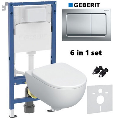 Geberit Selnova Alpha Wc Frame Square Chrome Flush Plate Pack 6 In  458.039.00.2 + 115.055.21.1 + 502.793.00.1 from B&Q