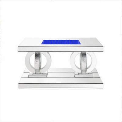  - Diamond Crush Mirrored Coffee Table With Led Lights