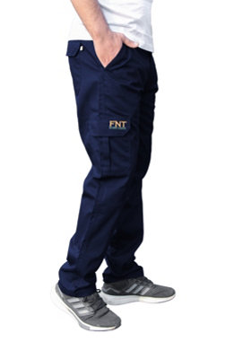 FNT Workwear Mans's Navy Cargo Combat Work Trousers  Waist 36 Leg 33 , from B&Q