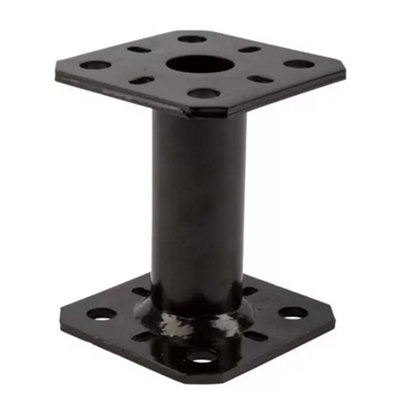 Heavy Duty Black Powder Coated Elevator Bolt Down Pergola Post SupportPergola BasePergola Foot Ground Anchor80mm from B&Q