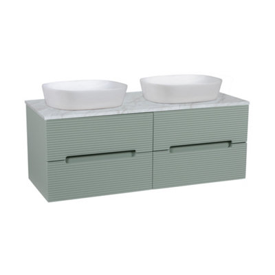 Monza Green And Grey Fluted Wall Hung Vanity Basin 1200mm from B&Q