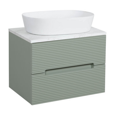 Monza Green And Grey Fluted Wall Hung Vanity Basin 600mm from B&Q