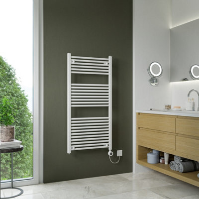 Luna Electric White Heated Towel Rail 1200X600mm from B&Q