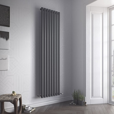 Nova Anthracite Double Oval Vertical Radiator 1800X236mm from B&Q