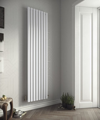 Nova White Single Oval Vertical Radiator 1800X236mm from B&Q