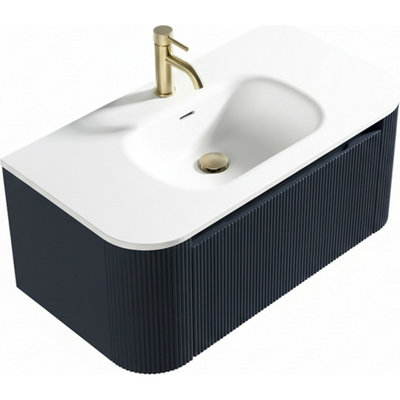 Monza Midnight Wall Hung Vanity Basin 870mm from B&Q