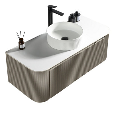 Flauto Soft Coffee Wall Hung Vanity Basin 1070mm from B&Q