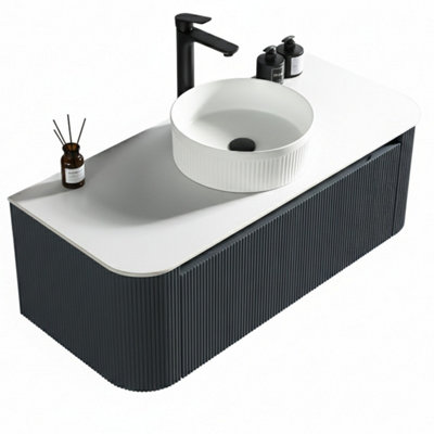 Flauto Midnight Wall Hung Vanity Basin 1070mm from B&Q