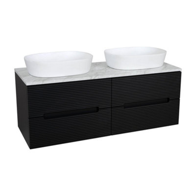 Monza Black And Grey Fluted Wall Hung Vanity Basin 1200mm from B&Q