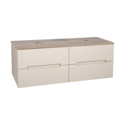 Monza Oatmeal And Oak Fluted Wall Hung Vanity Basin 1200mm from B&Q