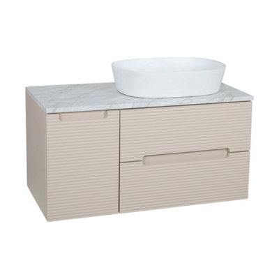 Monza Oatmeal And Grey Fluted Wall Hung Vanity Basin 900mm from B&Q