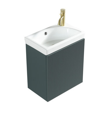 Flauto Smoked Sage Wall Hung Cloakroom Vanity Basin 450mm from B&Q