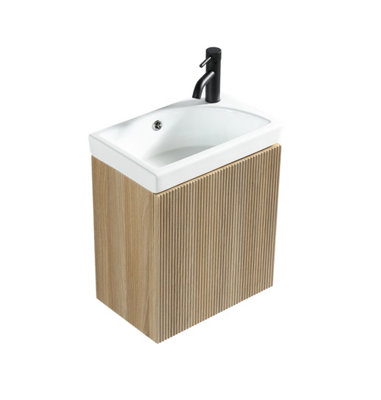 Flauto Oak Wall Hung Cloakroom Vanity Basin 450mm from B&Q