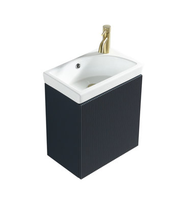 Flauto Midnight Wall Hung Cloakroom Vanity Basin 450mm from B&Q