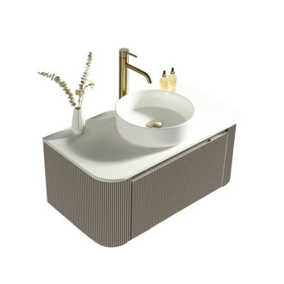 Flauto Soft Coffee Wall Hung Basin Vanity 870mm from B&Q