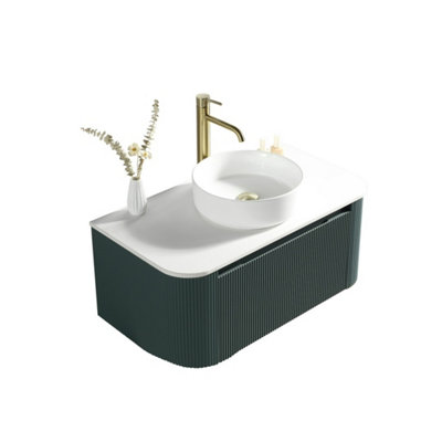 Flauto Smoked Sage Wall Hung Basin Vanity 870mm from B&Q