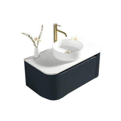 Flauto Midnight Wall Hung Basin Vanity 870mm from B&Q