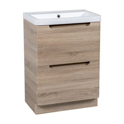 Monza Oak Basin Drawer Vanity 600mm from B&Q