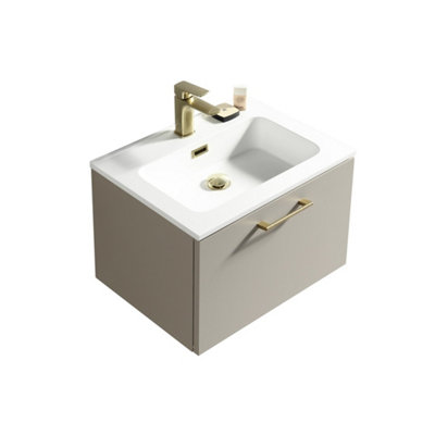 Piatta Grey Wall Hung Basin Drawer Vanity 600mm from B&Q