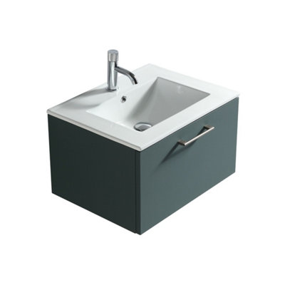 Piatta Smoked Sage Wall Hung Basin Drawer Vanity 600mm from B&Q