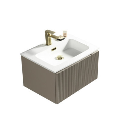 Flauto Grey Wall Hung Basin Drawer Vanity 600mm from B&Q