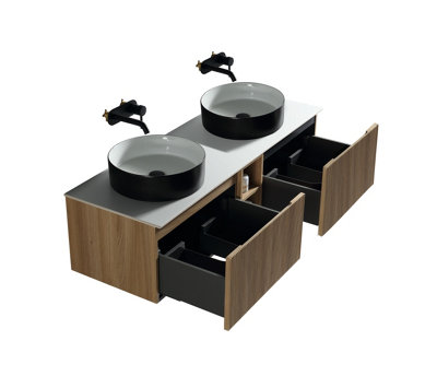Flauto Oak Wall Hung Basin Vanity 1400mm from B&Q