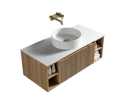 Flauto Oak Wall Hung Basin Drawer Vanity 1000mm from B&Q